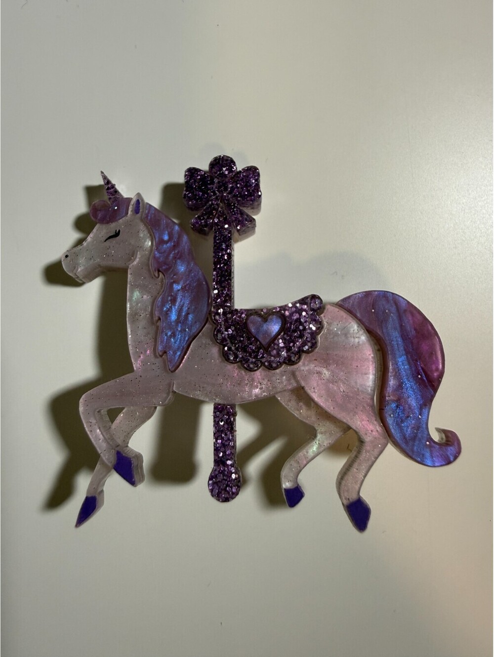 Mini Arabella Brooch - Curious Carousel Purple Horse Pony Carnival Circus Pin